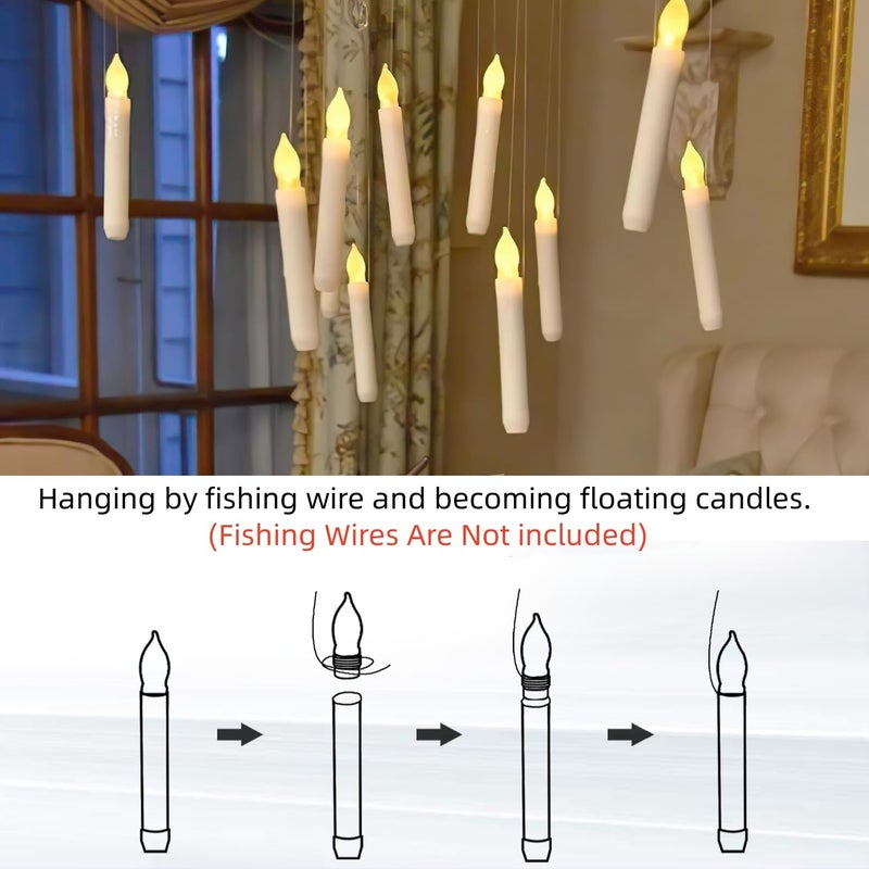 Homemory LED Batteries Operated Taper Candles with Remote, Flickering Light Flameless Taper Window Candle, Set of 12 Warm Yellow Fake Candles for Halloween, Church, Party - Image 3